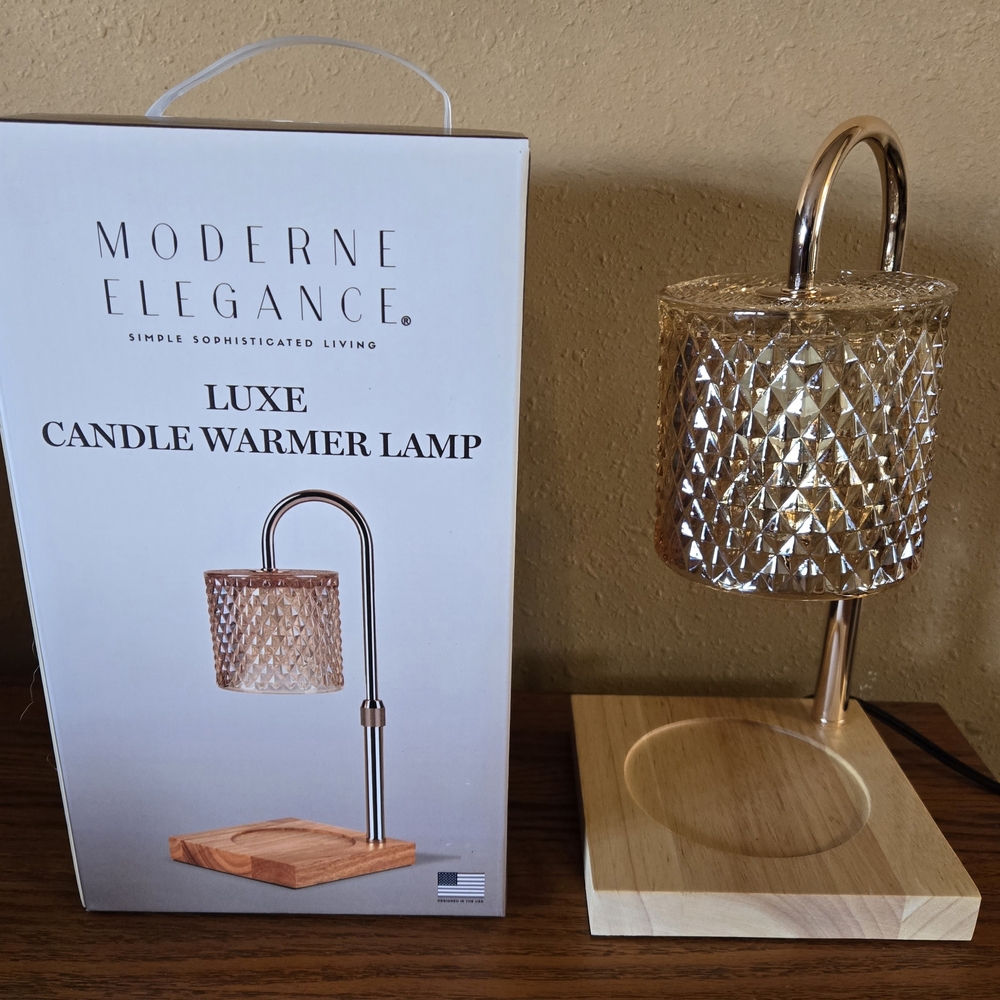 Luxe Candle Warmer Lamp in Amber Gold